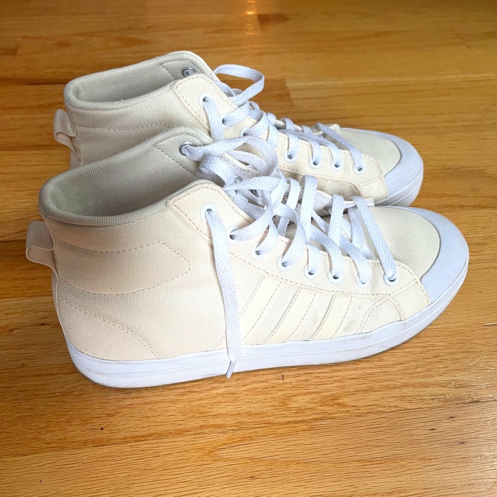 Adidas Size 10 womens Cream High Top Sneakers
